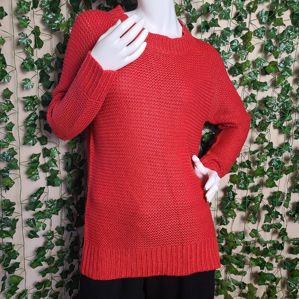 My Style Women's Casual Colorful Red Knit Raglan Sleeves Boat Neck Warm Sweater
